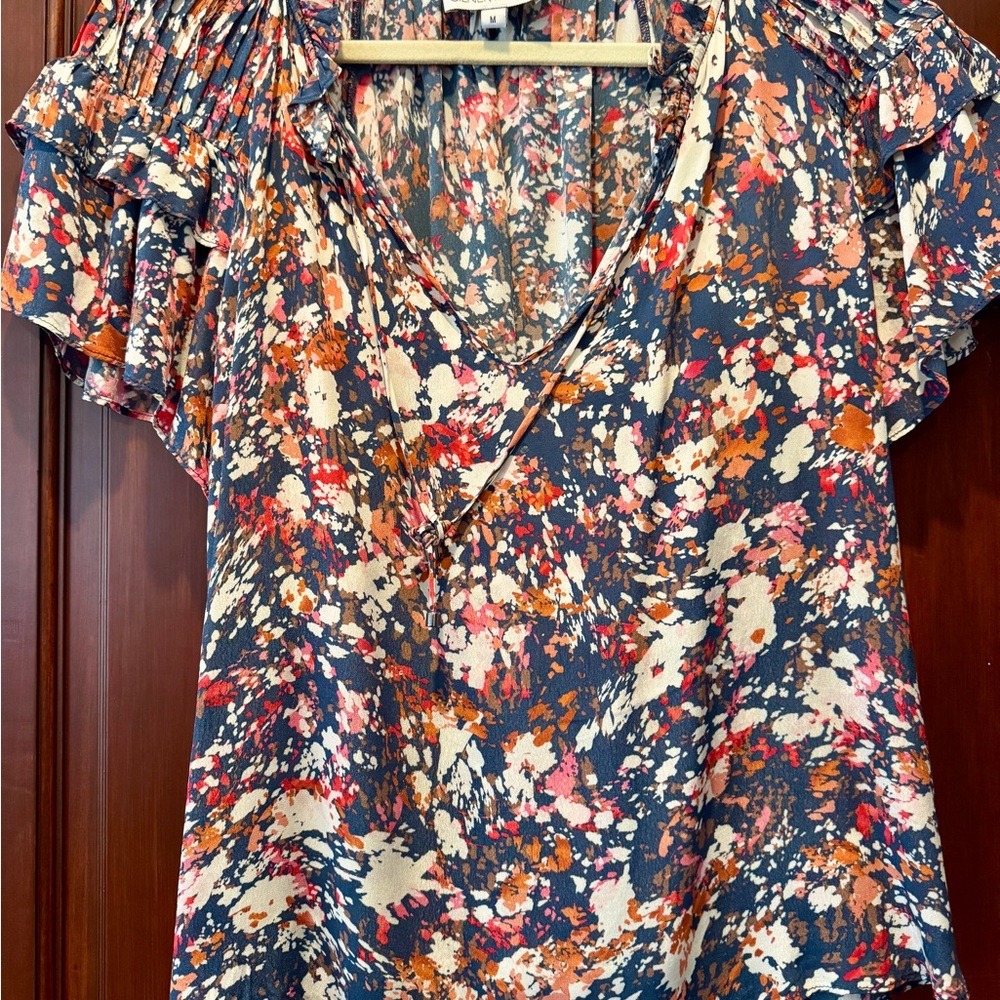 Gilner Ferrar silky colorful blouse size M